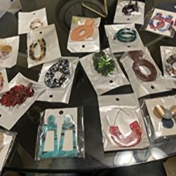 New 25 Pairs Acrylic Resin Statement Earrings Set for Women Girls - Picture 12 of 16